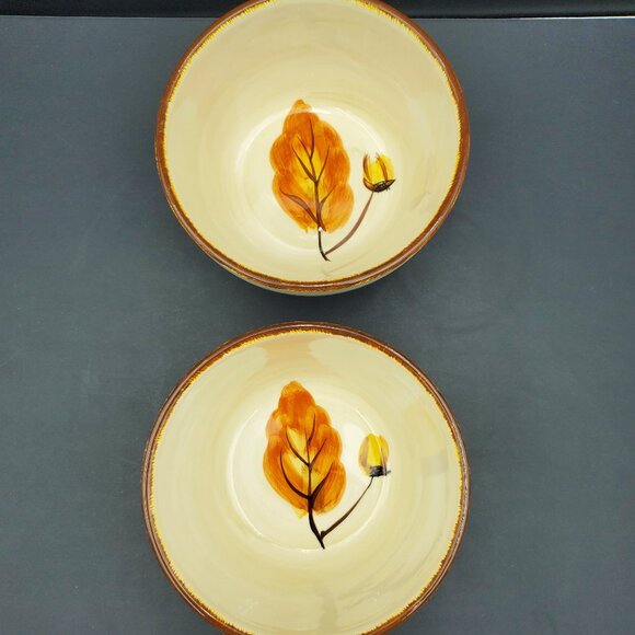 Tabletops Unlimited Autumn Soup Cereal Bowls Tabletops Gallery Fall Leaves Bowls - Picture 3 of 9